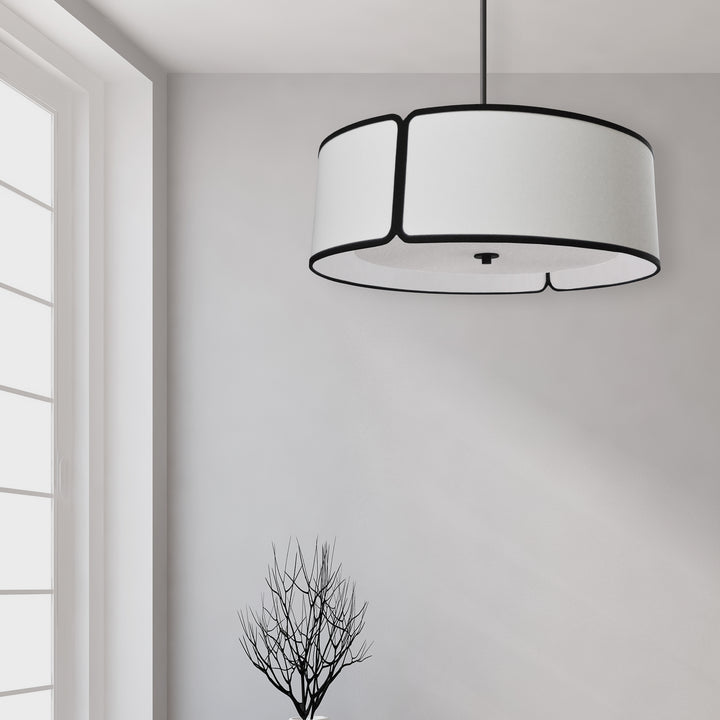 Dainolite Canada - NDR-243P-BK-WH - Four Light Pendant - Notched Drum - White