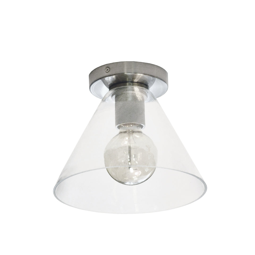 Roswell One Light Flush Mount in Satin Chrome - available from The Lighting Shoppe, trusted by Canadian homeowners