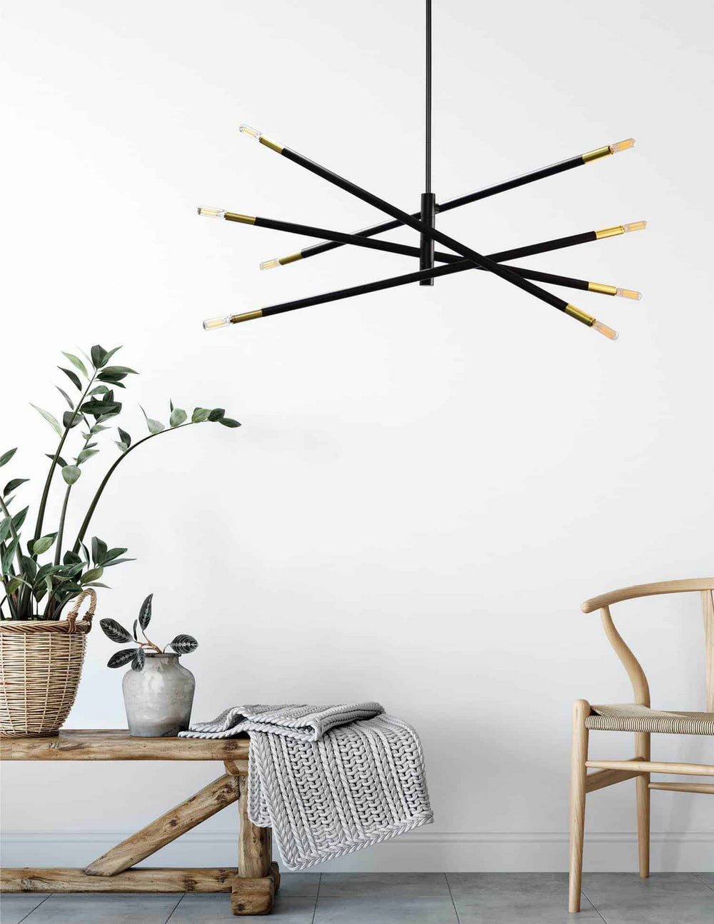 Dainolite Canada - WAN-408P-MB-AGB - Eight Light Pendant - Wand - Black
