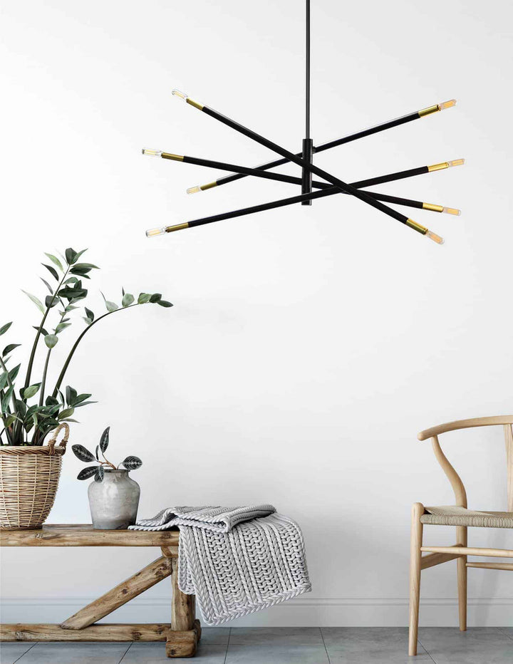 Dainolite Canada - WAN-408P-MB-AGB - Eight Light Pendant - Wand - Black