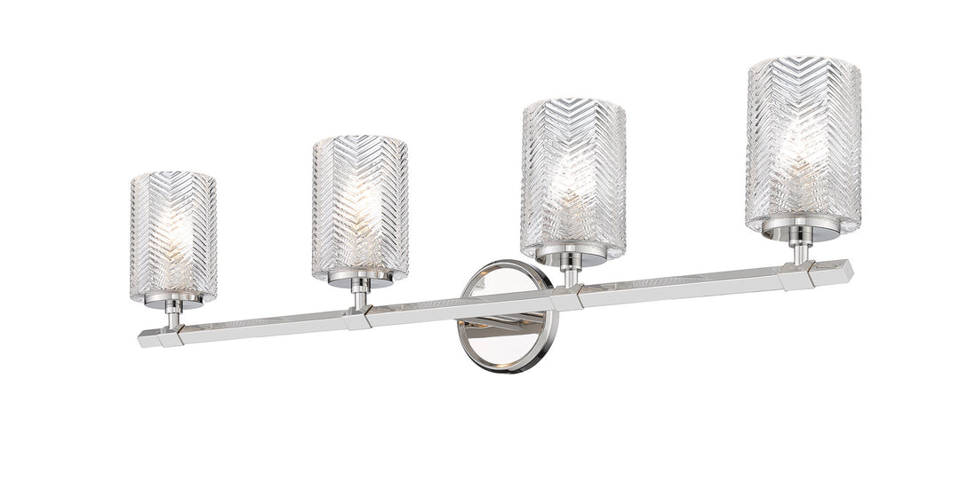 Dover Street Four Light Vanity in Polished Nickel - available from The Lighting Shoppe, trusted by Canadian homeowners