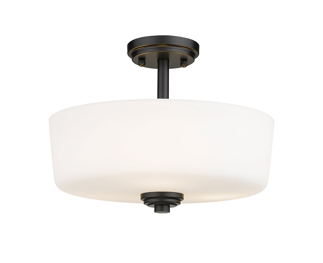 Arlington Three Light Semi Flush Mount in Matte Black - available from The Lighting Shoppe, trusted by Canadian homeowners