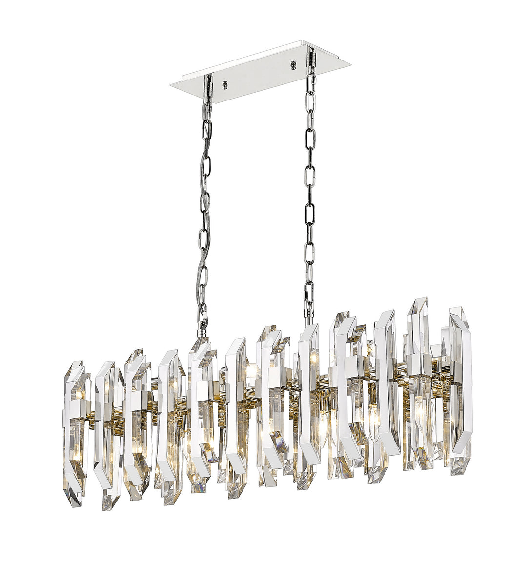 Bova 11 Light Linear Chandelier in Polished Nickel - available from The Lighting Shoppe, trusted by Canadian homeowners