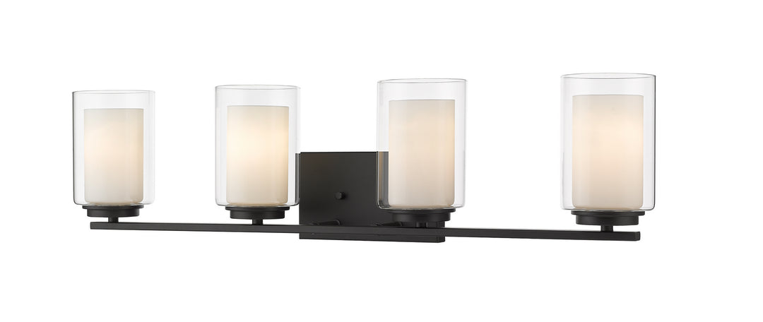 Willow Four Light Vanity in Matte Black - available from The Lighting Shoppe, trusted by Canadian homeowners