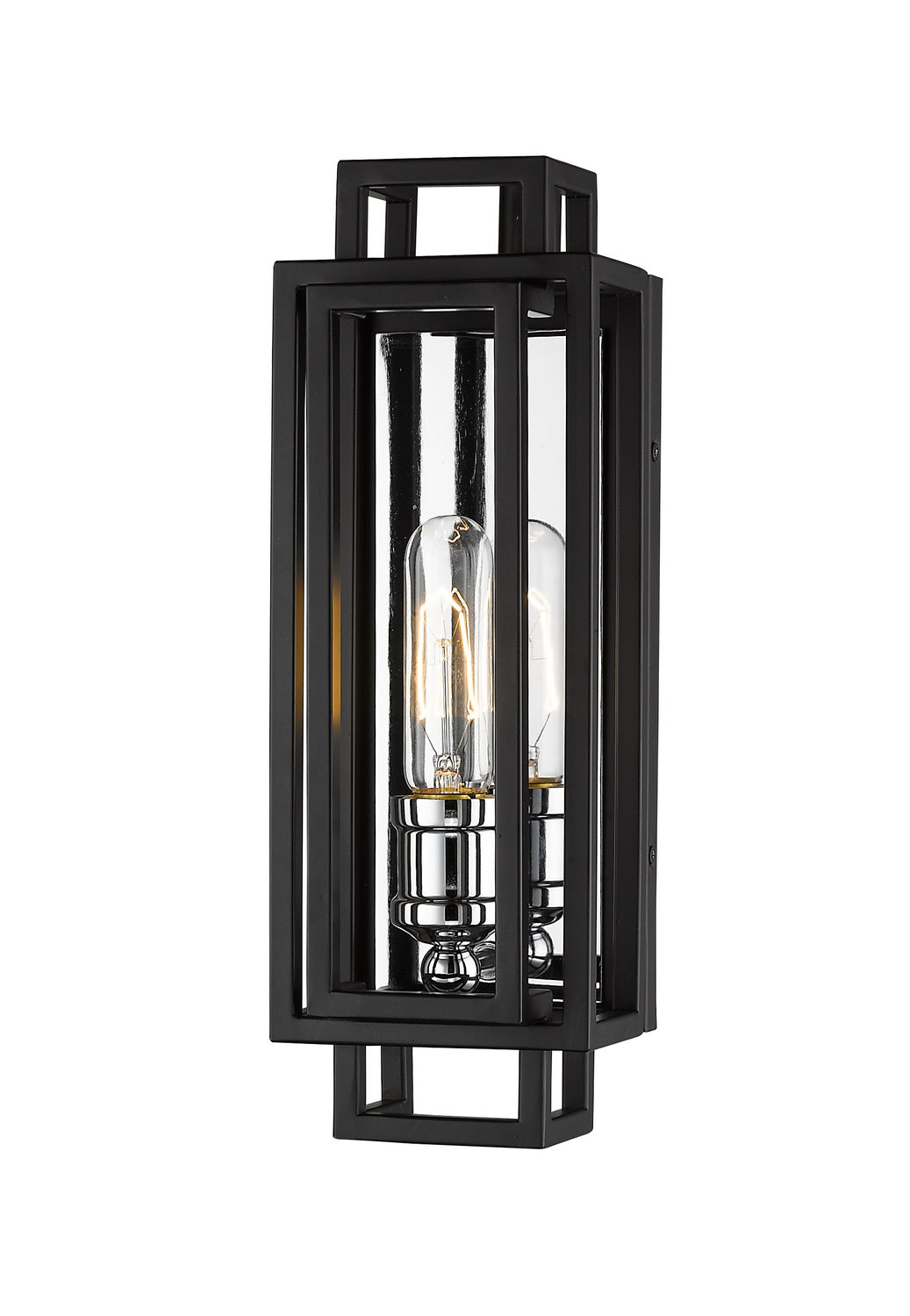 Titania One Light Wall Sconce in Black + Chrome - available from The Lighting Shoppe, trusted by Canadian homeowners