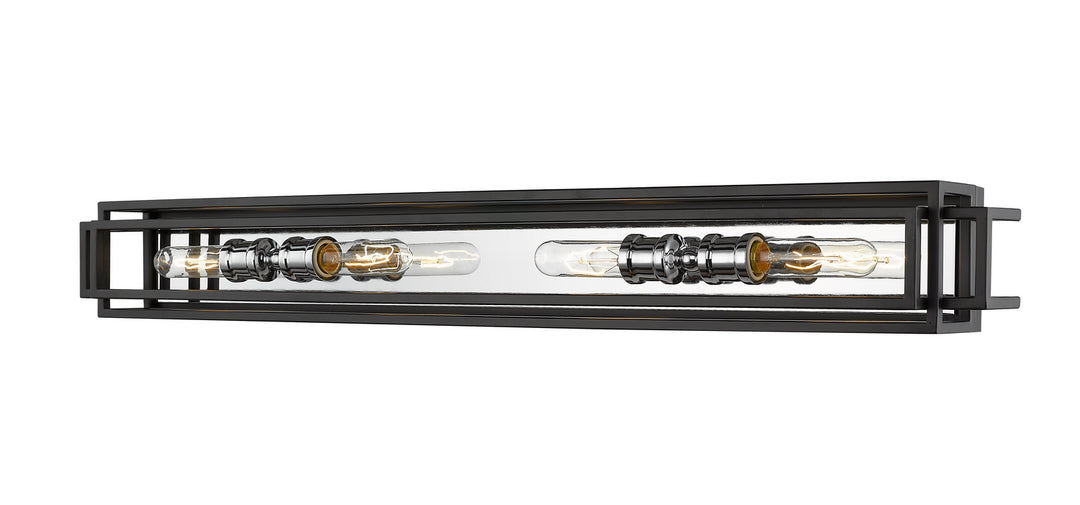 Titania Four Light Vanity in Black + Chrome - available from The Lighting Shoppe, trusted by Canadian homeowners