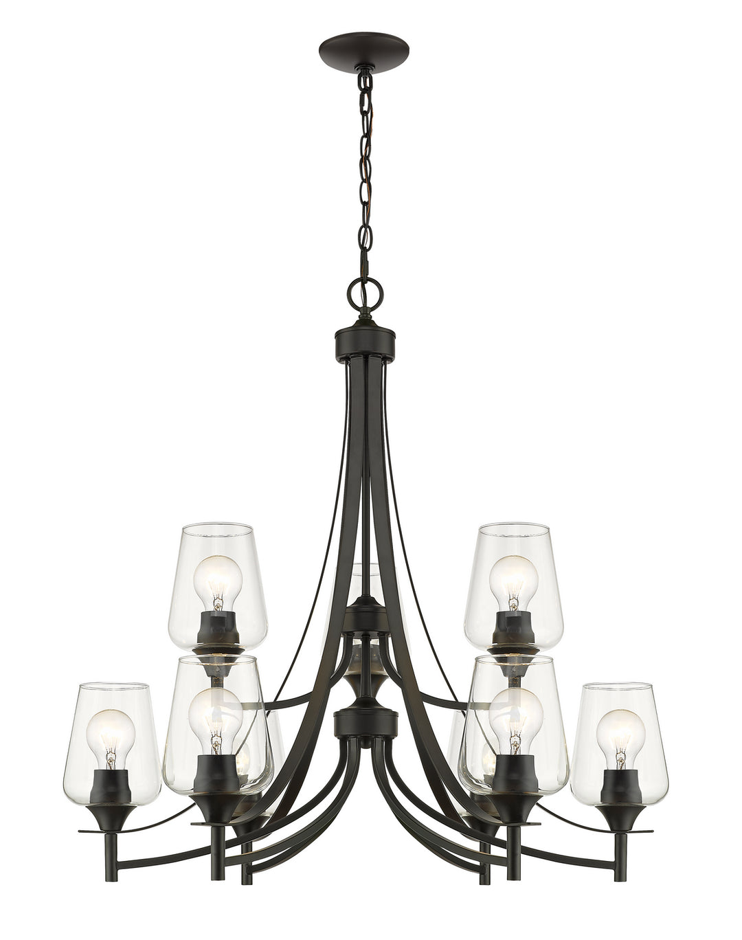 Joliet Nine Light Chandelier in Matte Black - available from The Lighting Shoppe, trusted by Canadian homeowners