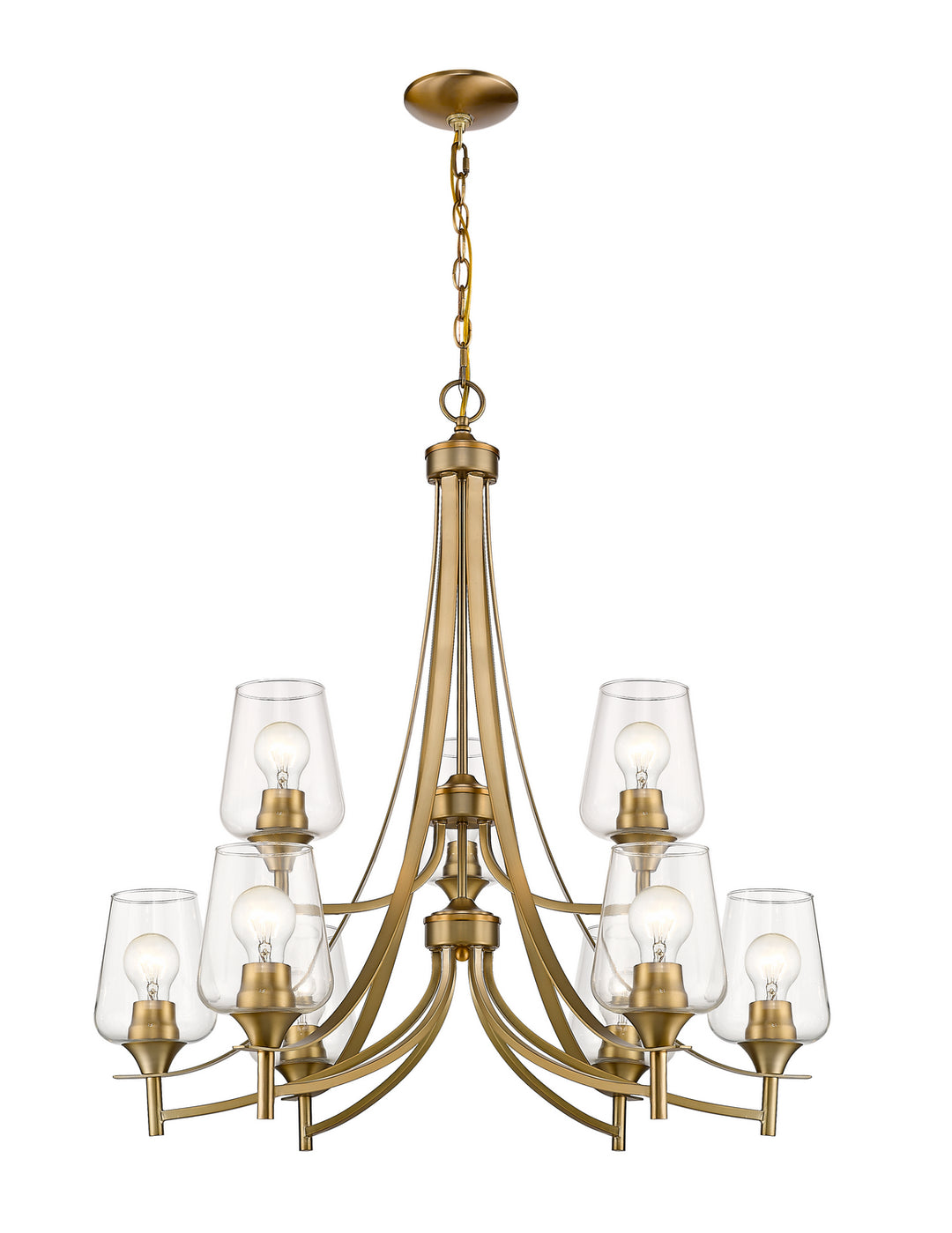 Joliet Nine Light Chandelier in Olde Brass - available from The Lighting Shoppe, trusted by Canadian homeowners
