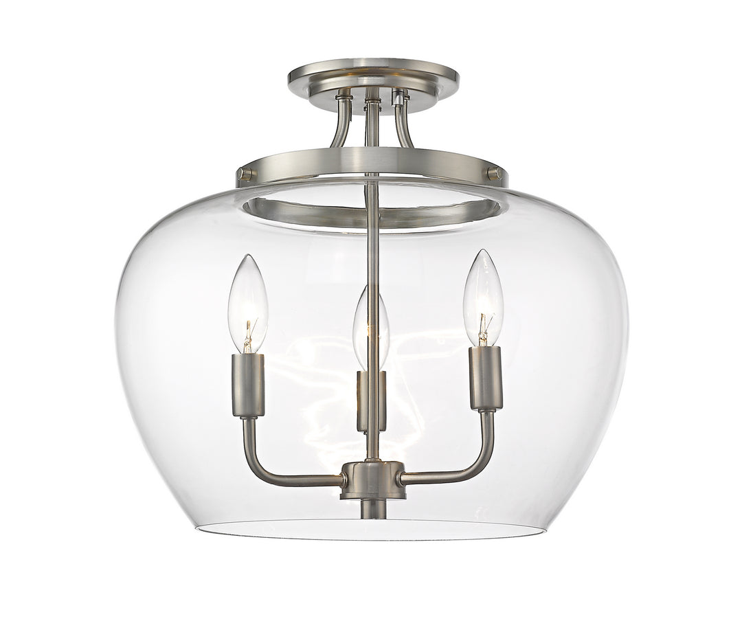 Joliet Three Light Semi Flush Mount in Brushed Nickel - available from The Lighting Shoppe, trusted by Canadian homeowners