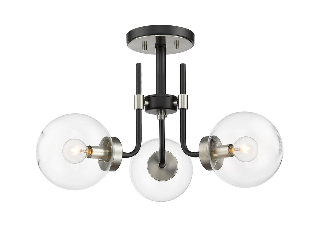 Parsons Three Light Semi Flush Mount in Matte Black + Brushed Nickel - available from The Lighting Shoppe, trusted by Canadian homeowners