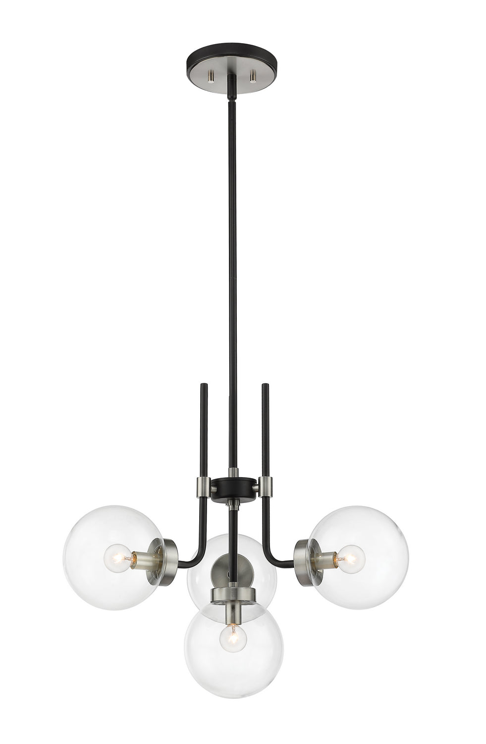 Parsons Four Light Chandelier in Matte Black + Brushed Nickel - available from The Lighting Shoppe, trusted by Canadian homeowners