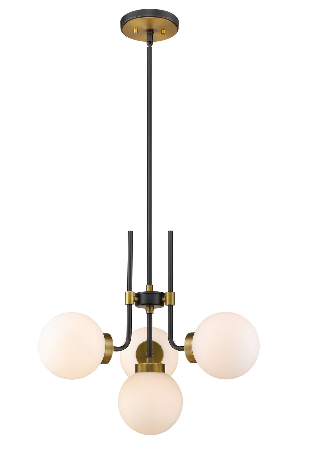 Parsons Four Light Chandelier in Matte Black + Olde Brass - available from The Lighting Shoppe, trusted by Canadian homeowners