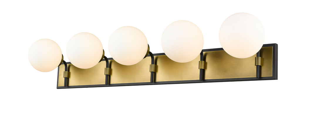 Z-Lite Canada - 477-5V-MB-OBR - Five Light Vanity - Parsons - Matte Black + Olde Brass