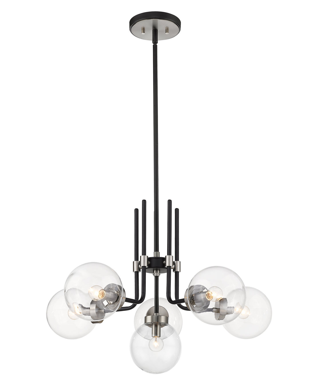 Parsons Six Light Chandelier in Matte Black + Brushed Nickel - available from The Lighting Shoppe, trusted by Canadian homeowners