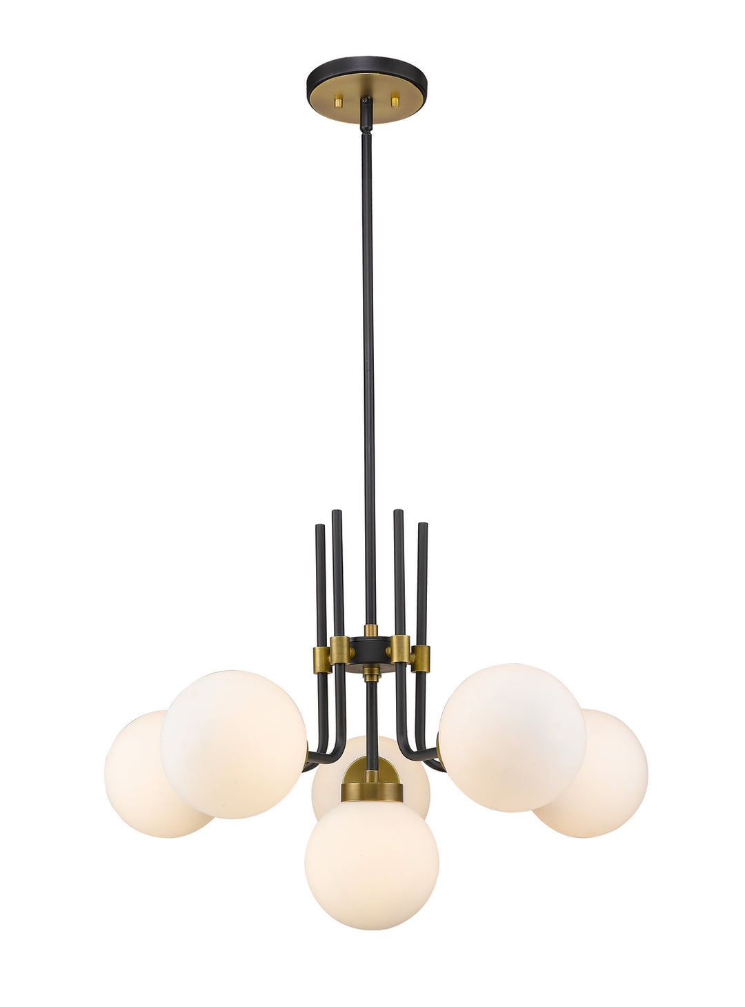 Parsons Six Light Chandelier in Matte Black + Olde Brass - available from The Lighting Shoppe, trusted by Canadian homeowners