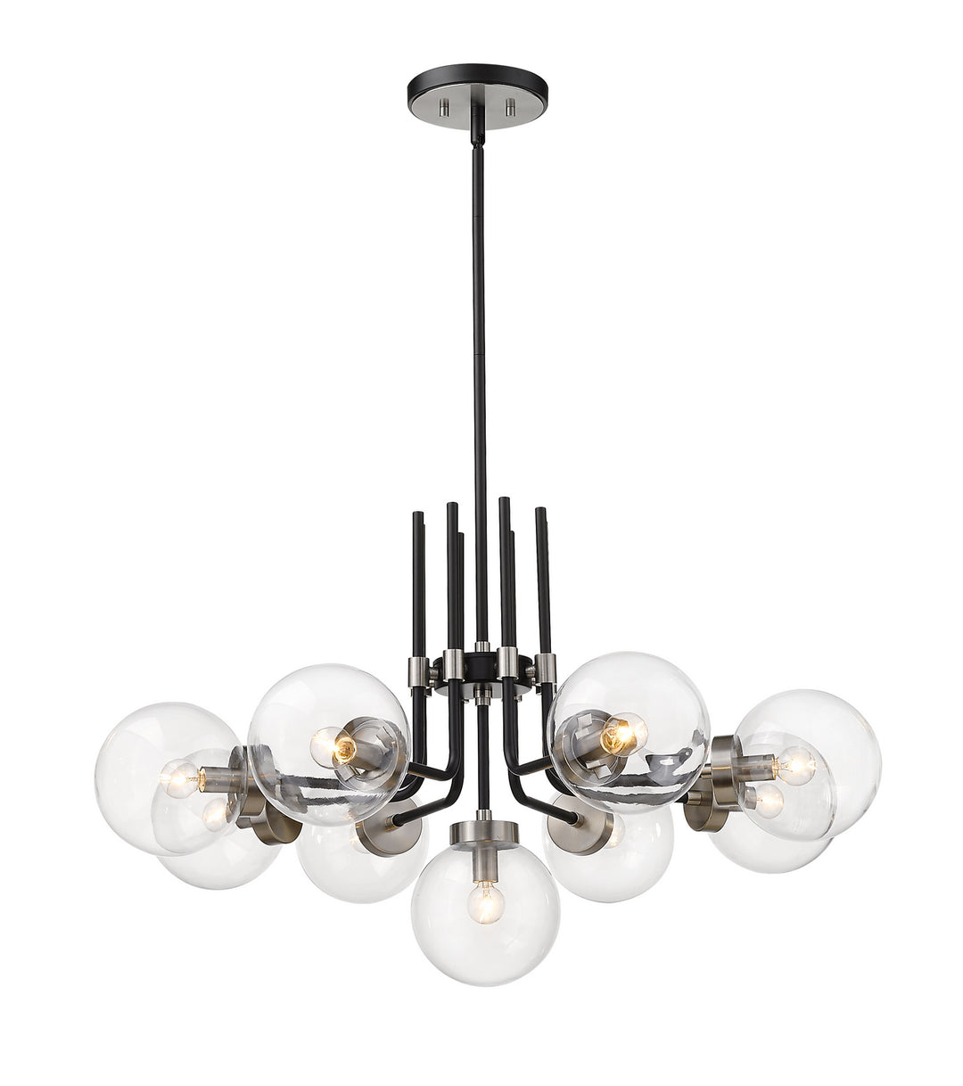 Parsons Nine Light Chandelier in Matte Black + Brushed Nickel - available from The Lighting Shoppe, trusted by Canadian homeowners