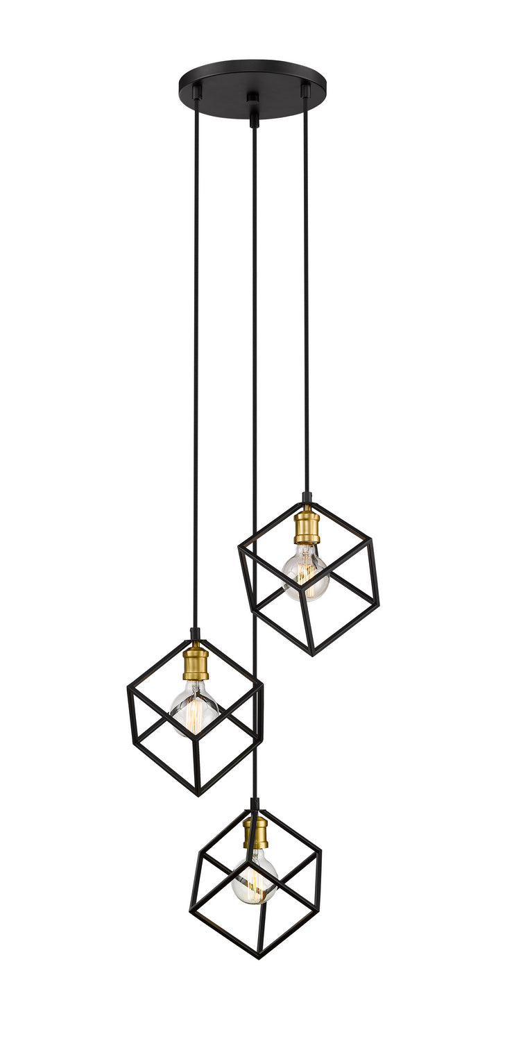 Vertical Three Light Chandelier in Bronze + Olde Brass - available from The Lighting Shoppe, trusted by Canadian homeowners