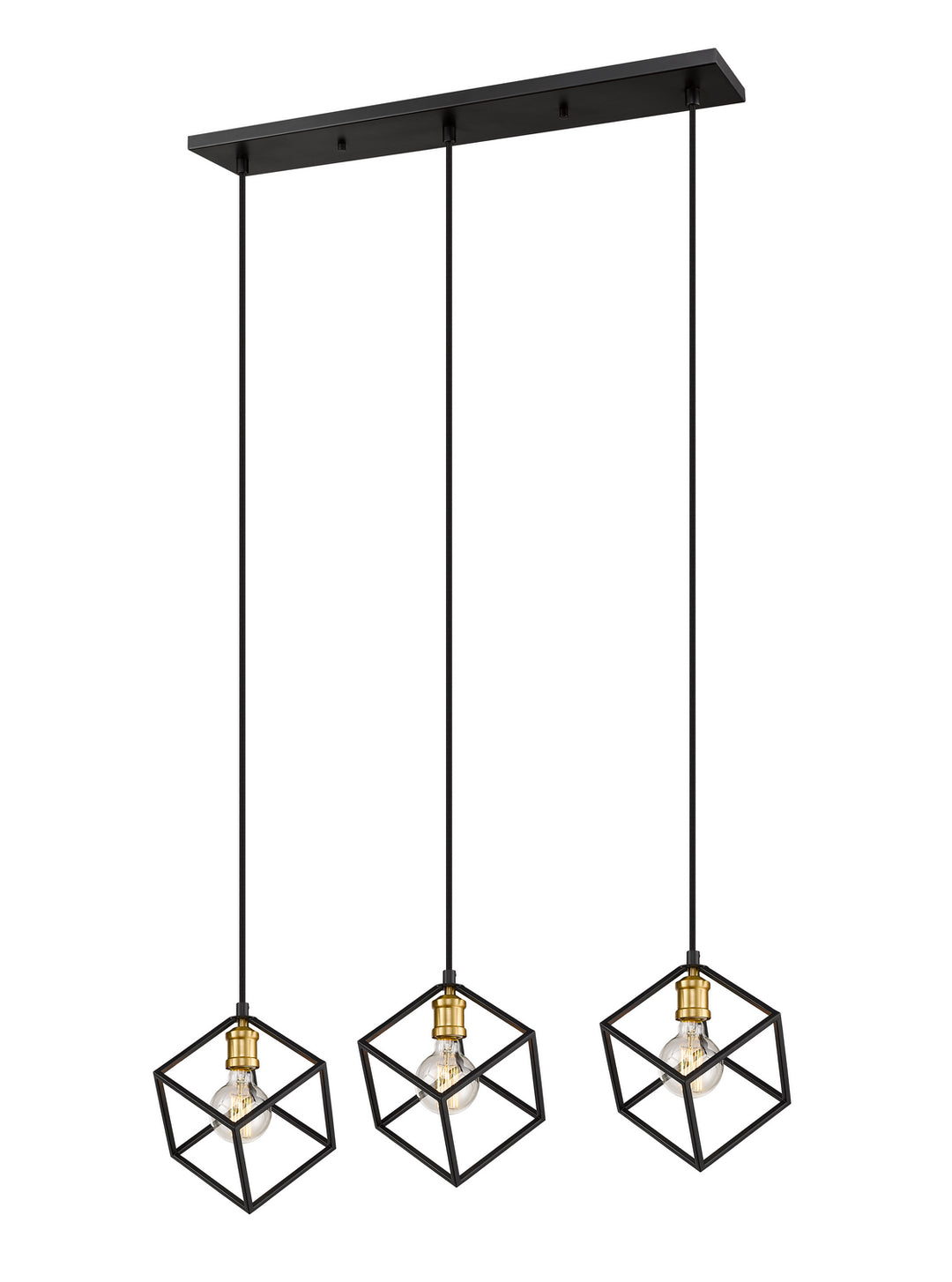 Vertical Three Light Linear Chandelier in Bronze + Olde Brass - available from The Lighting Shoppe, trusted by Canadian homeowners