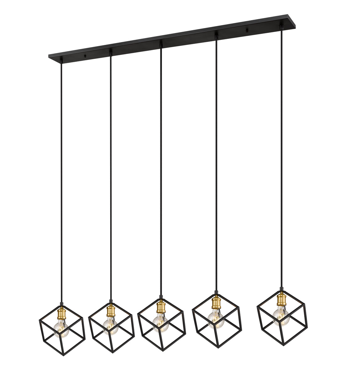Vertical Five Light Linear Chandelier in Bronze + Olde Brass - available from The Lighting Shoppe, trusted by Canadian homeowners