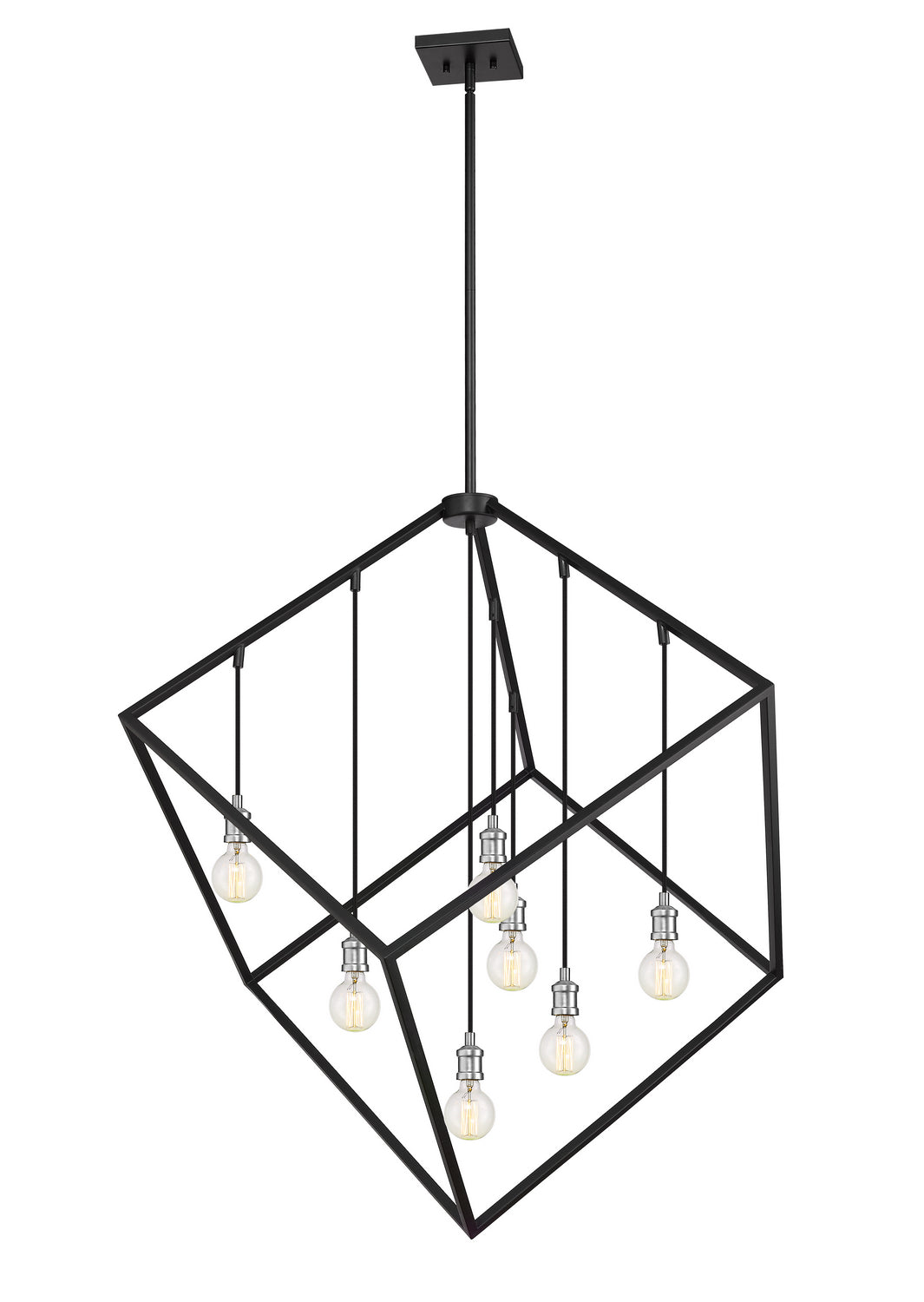 Vertical Seven Light Chandelier in Matte Black + Brushed Nickel - available from The Lighting Shoppe, trusted by Canadian homeowners