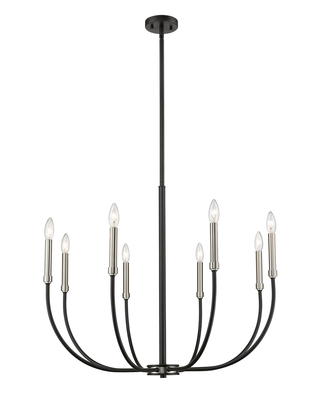 Haylie Eight Light Chandelier in Matte Black + Brushed Nickel - available from The Lighting Shoppe, trusted by Canadian homeowners