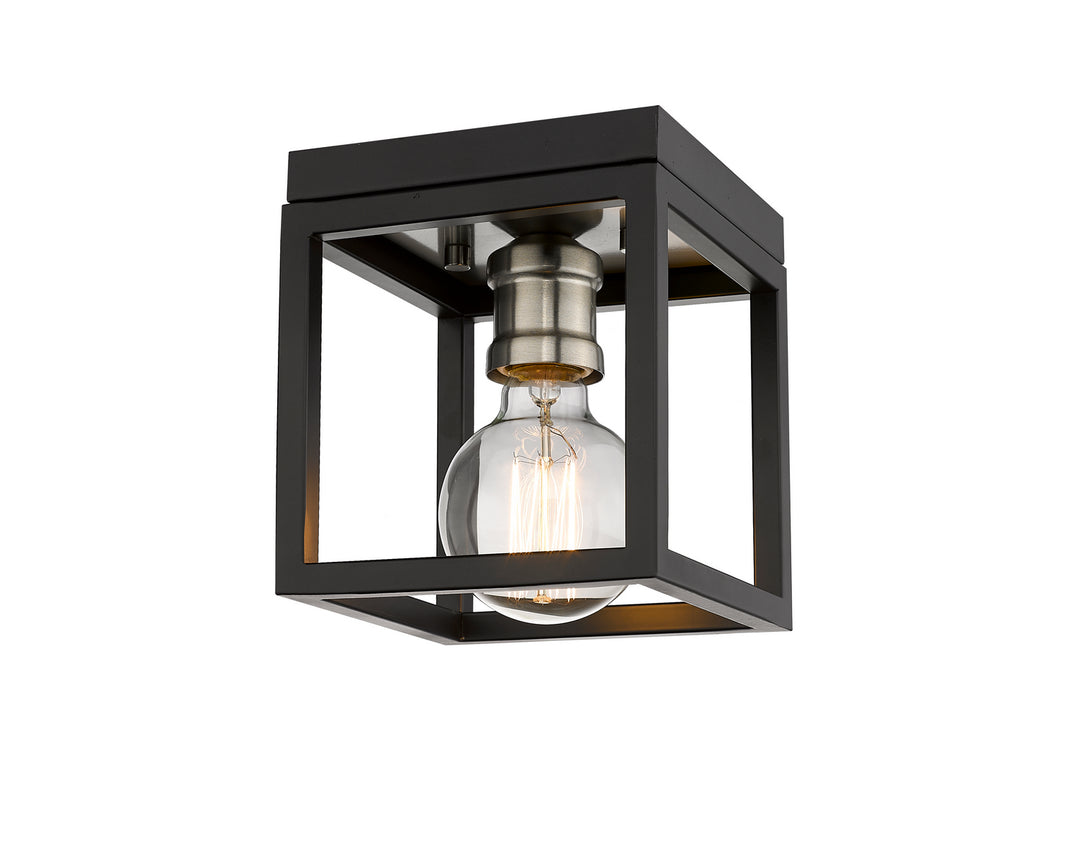 Kube One Light Flush Mount in Matte Black + Brushed Nickel - available from The Lighting Shoppe, trusted by Canadian homeowners