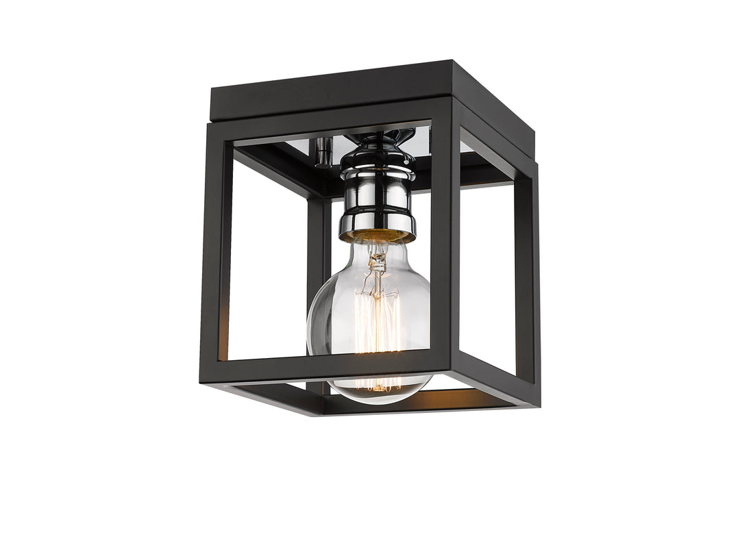 Kube One Light Flush Mount in Matte Black + Chrome - available from The Lighting Shoppe, trusted by Canadian homeowners