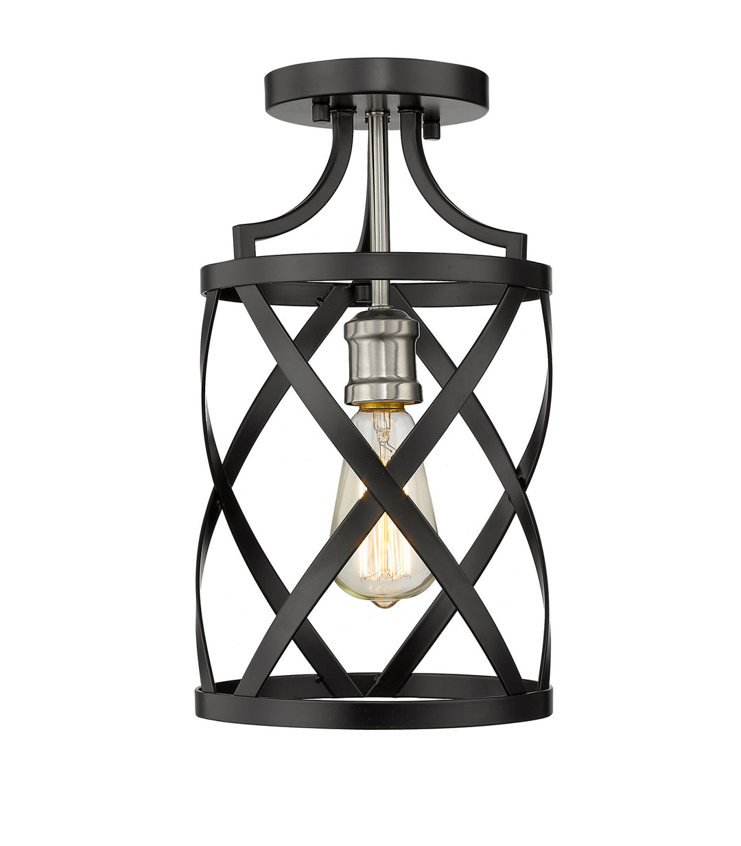 Malcalester One Light Flush Mount in Matte Black + Brushed Nickel - available from The Lighting Shoppe, trusted by Canadian homeowners