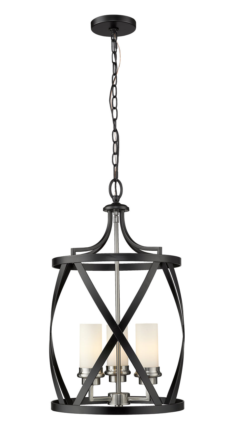 Malcalester Three Light Pendant in Matte Black + Brushed Nickel - available from The Lighting Shoppe, trusted by Canadian homeowners