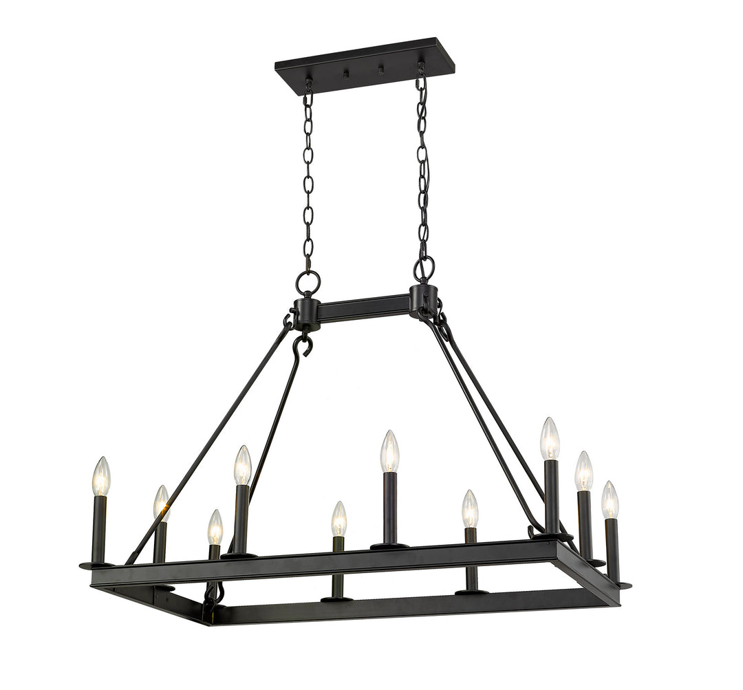 Barclay Ten Light Linear Chandelier in Matte Black - available from The Lighting Shoppe, trusted by Canadian homeowners