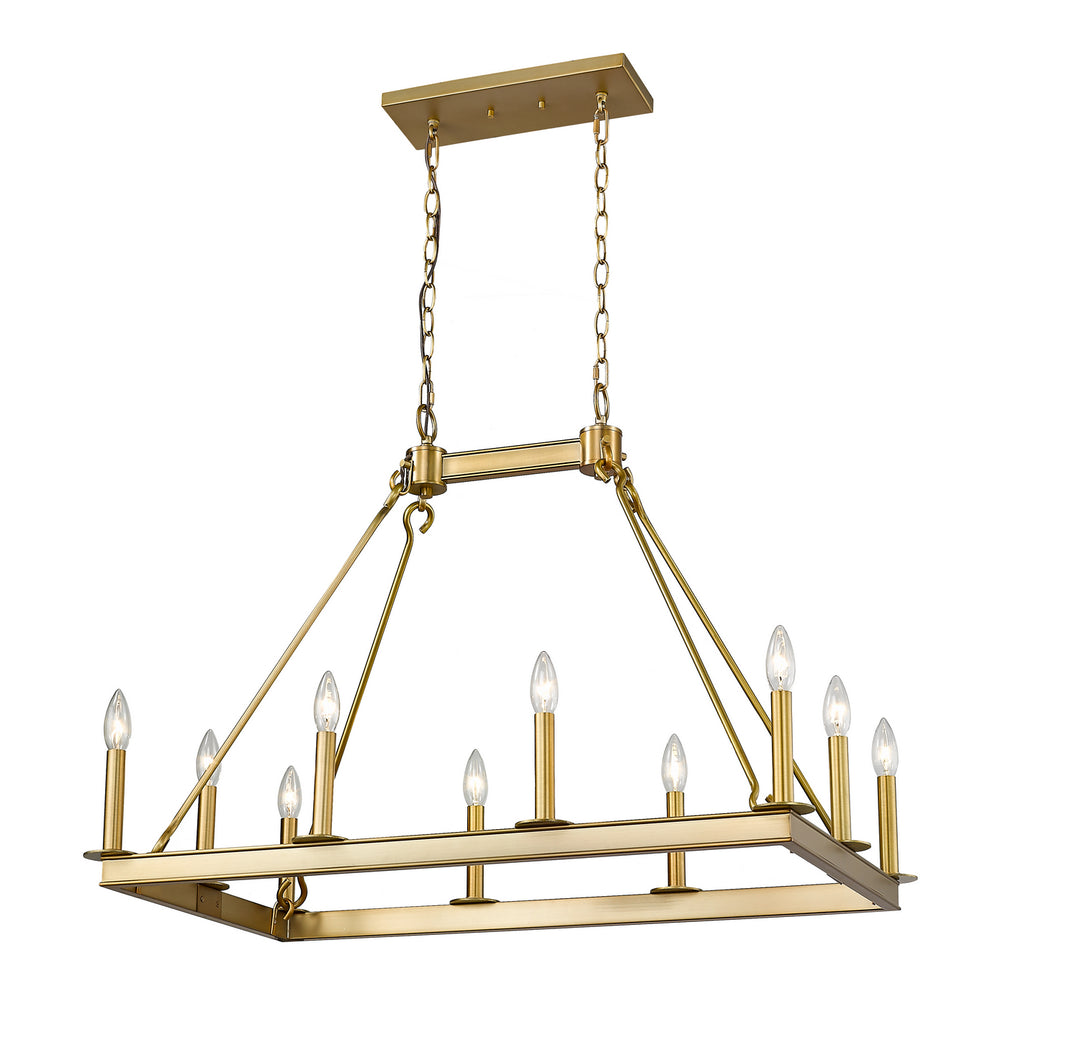 Barclay Ten Light Linear Chandelier in Olde Brass - available from The Lighting Shoppe, trusted by Canadian homeowners
