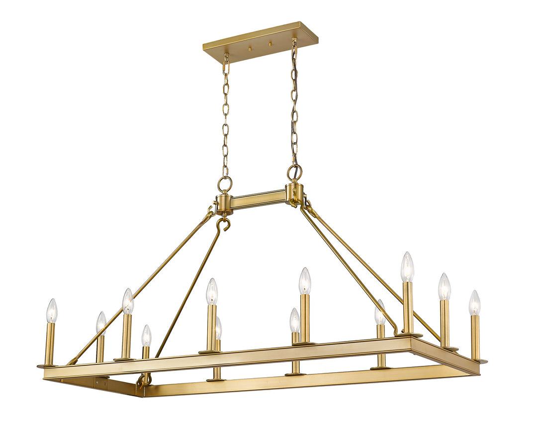 Barclay 12 Light Linear Chandelier in Olde Brass - available from The Lighting Shoppe, trusted by Canadian homeowners