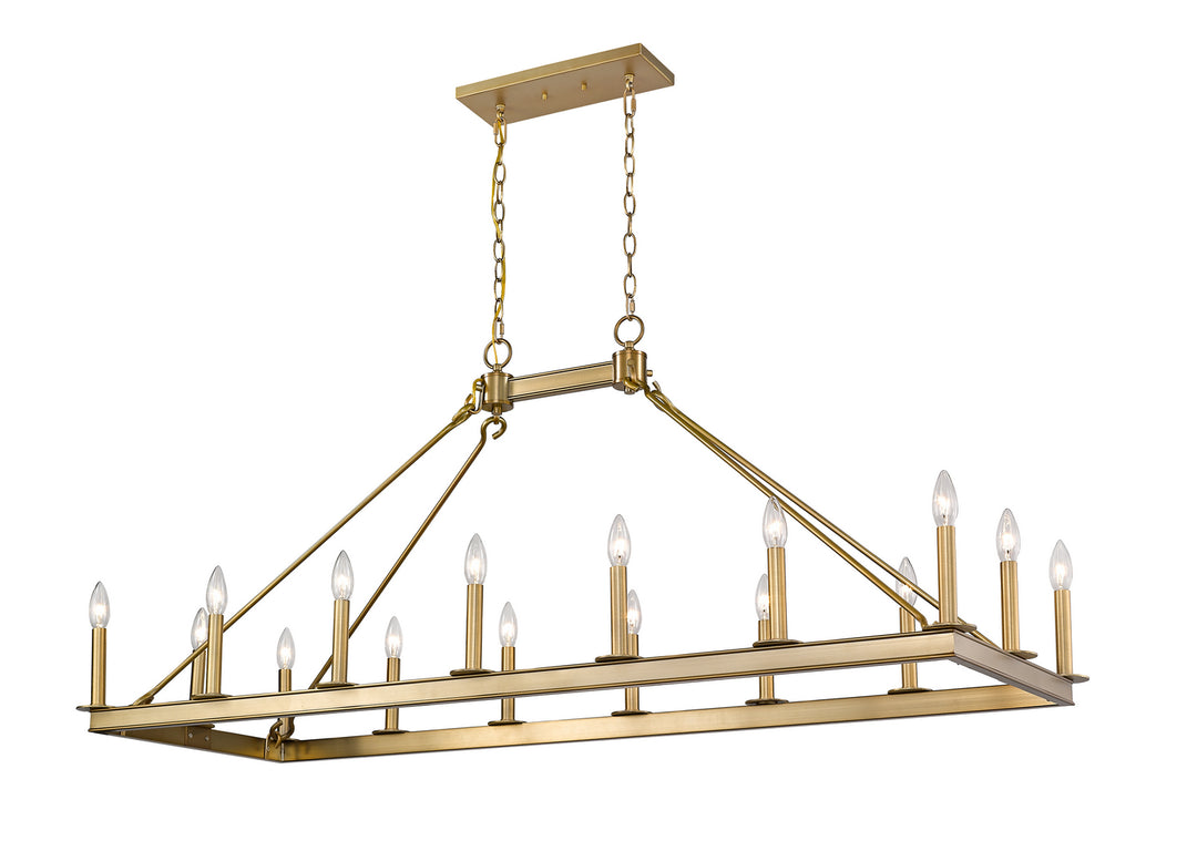 Barclay 16 Light Linear Chandelier in Olde Brass - available from The Lighting Shoppe, trusted by Canadian homeowners