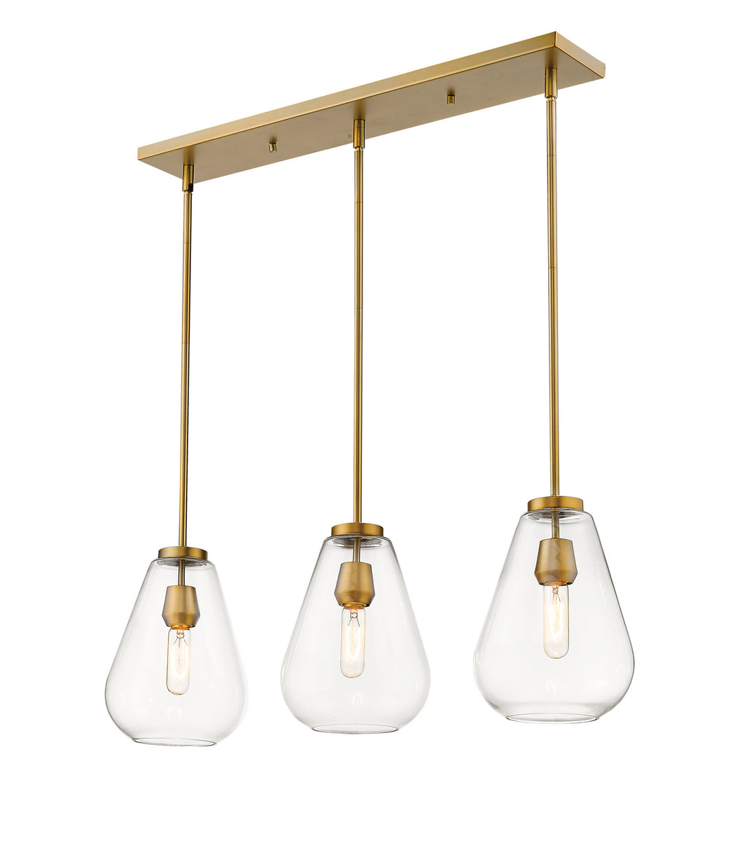 Ayra Three Light Linear Chandelier in Olde Brass - available from The Lighting Shoppe, trusted by Canadian homeowners