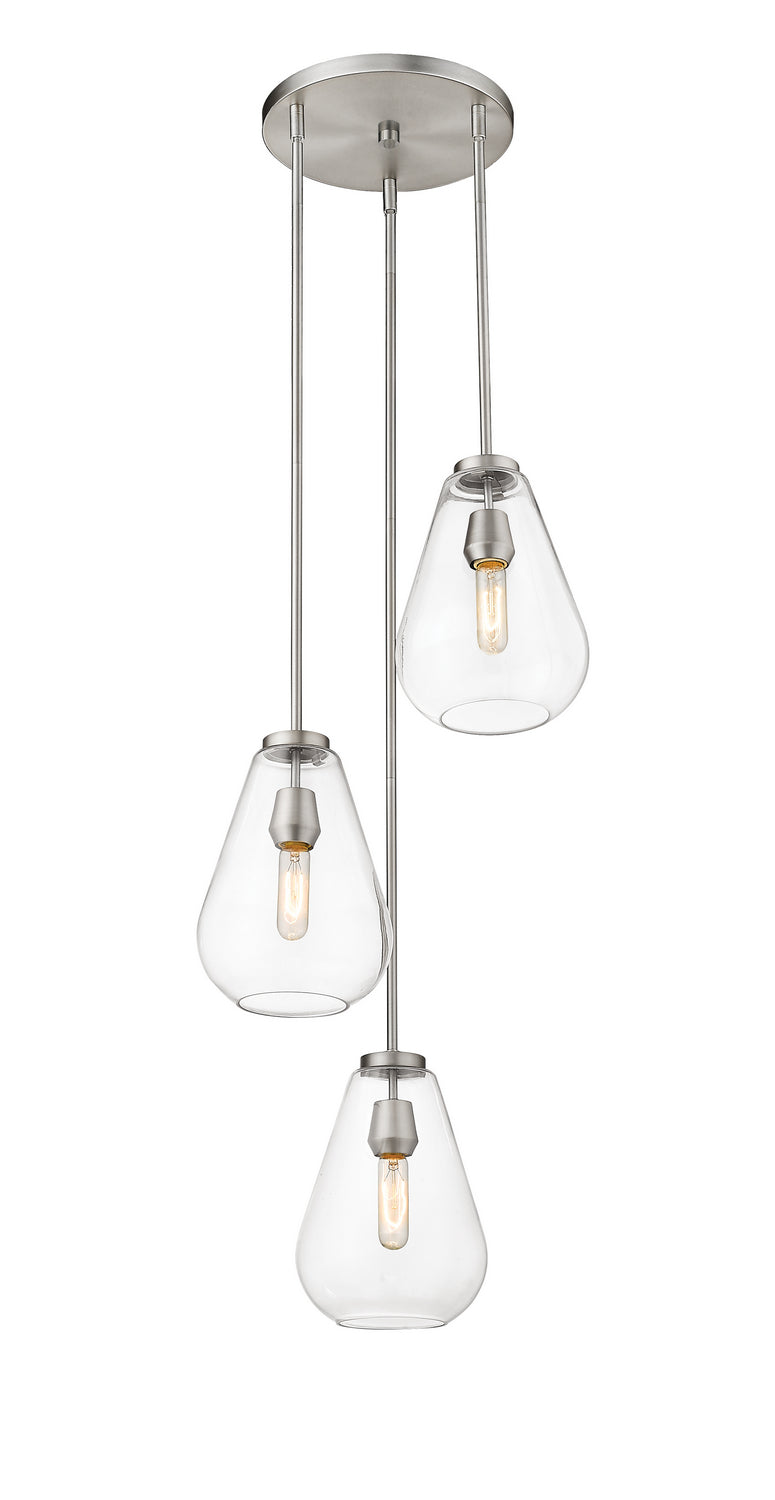 Ayra Three Light Chandelier in Brushed Nickel - available from The Lighting Shoppe, trusted by Canadian homeowners