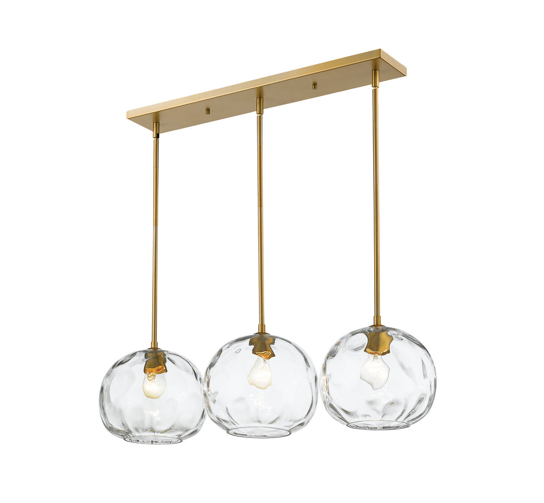 Chloe Three Light Linear Chandelier in Olde Brass - available from The Lighting Shoppe, trusted by Canadian homeowners