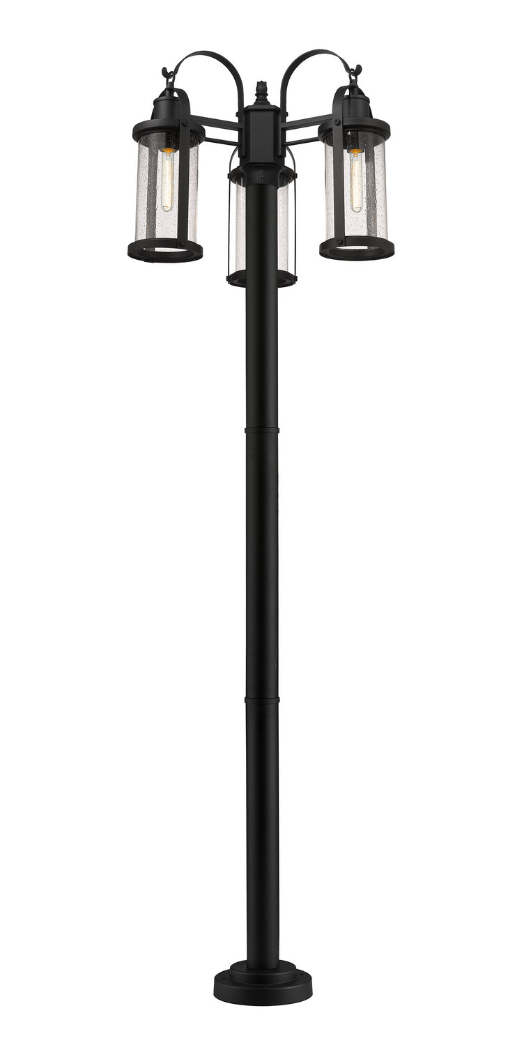 Roundhouse Three Light Outdoor Post Mounted Fixture in Black - available from The Lighting Shoppe, trusted by Canadian homeowners