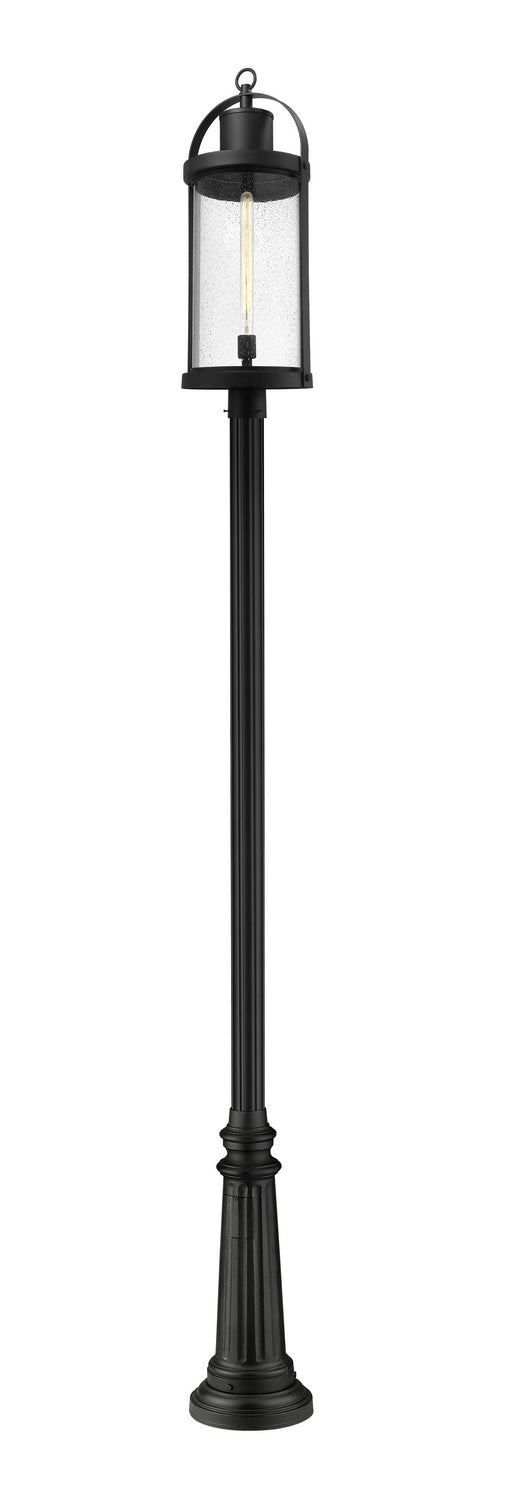 Roundhouse One Light Outdoor Post Mounted Fixture in Black - available from The Lighting Shoppe, trusted by Canadian homeowners