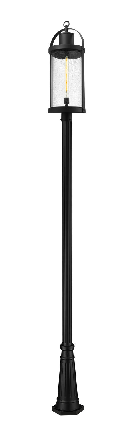 Roundhouse One Light Outdoor Post Mounted Fixture in Black - available from The Lighting Shoppe, trusted by Canadian homeowners