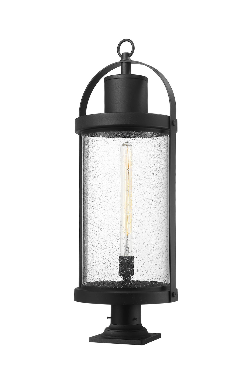 Roundhouse One Light Outdoor Pier Mounted Fixture in Black - available from The Lighting Shoppe, trusted by Canadian homeowners