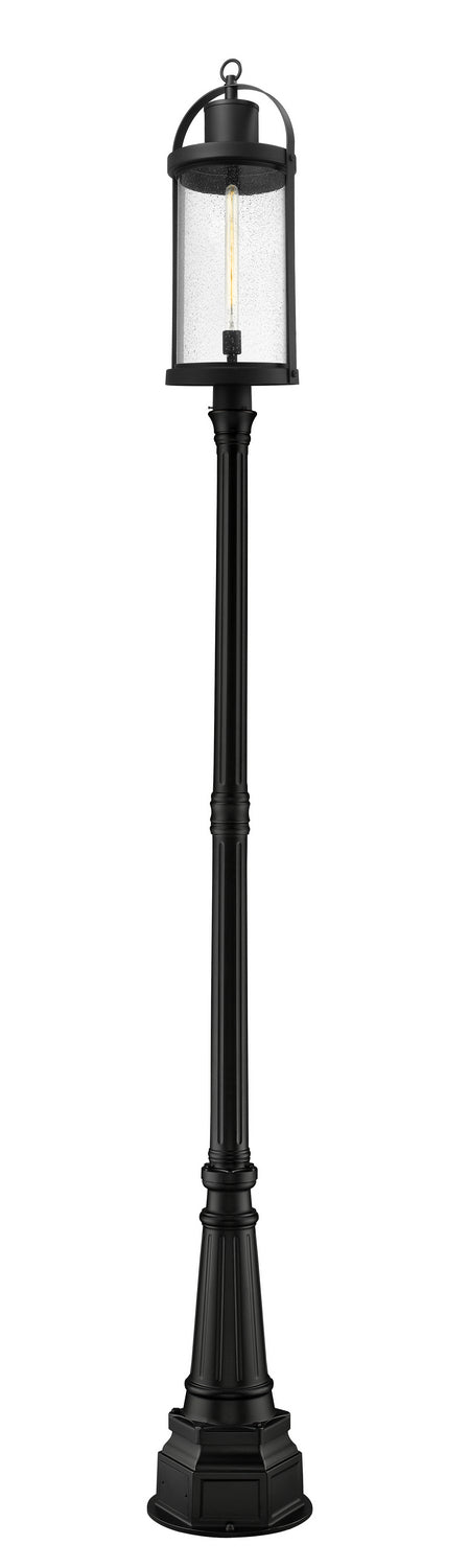 Roundhouse One Light Outdoor Post Mounted Fixture in Black - available from The Lighting Shoppe, trusted by Canadian homeowners