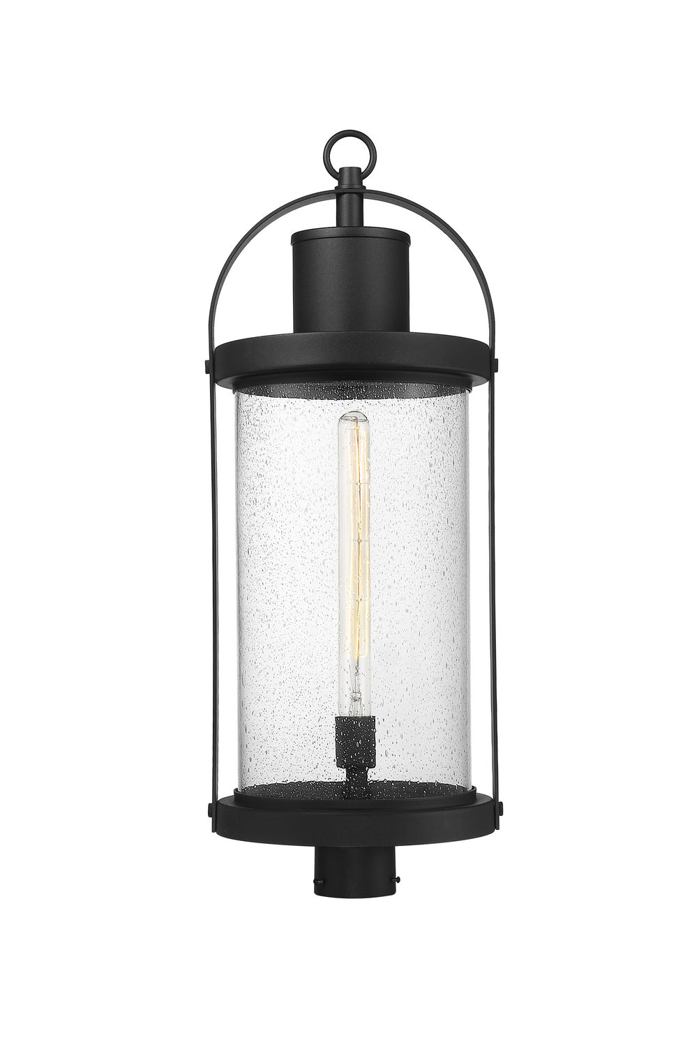 Roundhouse One Light Outdoor Post Mount Fixture in Black - available from The Lighting Shoppe, trusted by Canadian homeowners