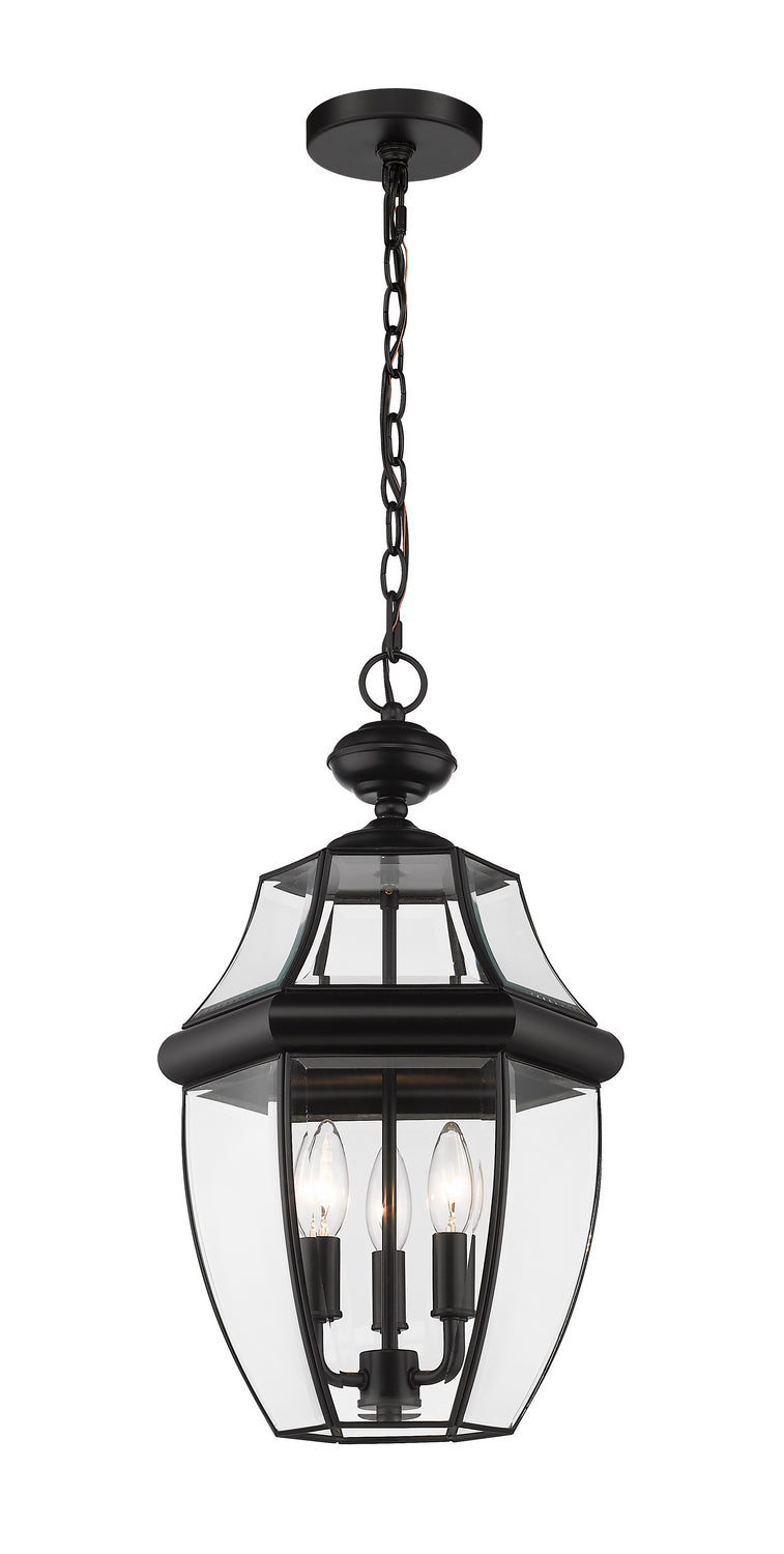 Westover Three Light Outdoor Chain Mount Ceiling Fixture in Black - available from The Lighting Shoppe, trusted by Canadian homeowners
