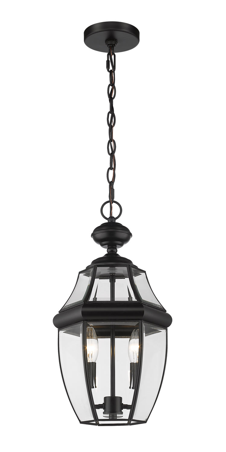 Westover Two Light Outdoor Chain Mount Ceiling Fixture in Black - available from The Lighting Shoppe, trusted by Canadian homeowners