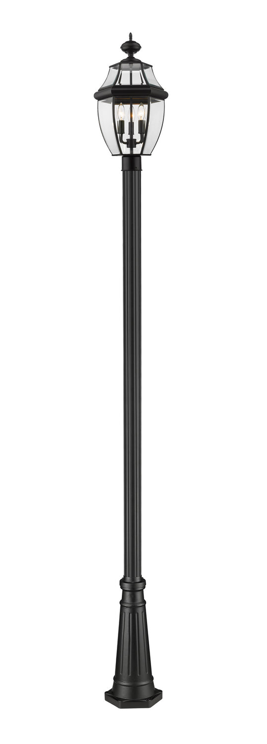 Westover Three Light Outdoor Post Mounted Fixture in Black - available from The Lighting Shoppe, trusted by Canadian homeowners