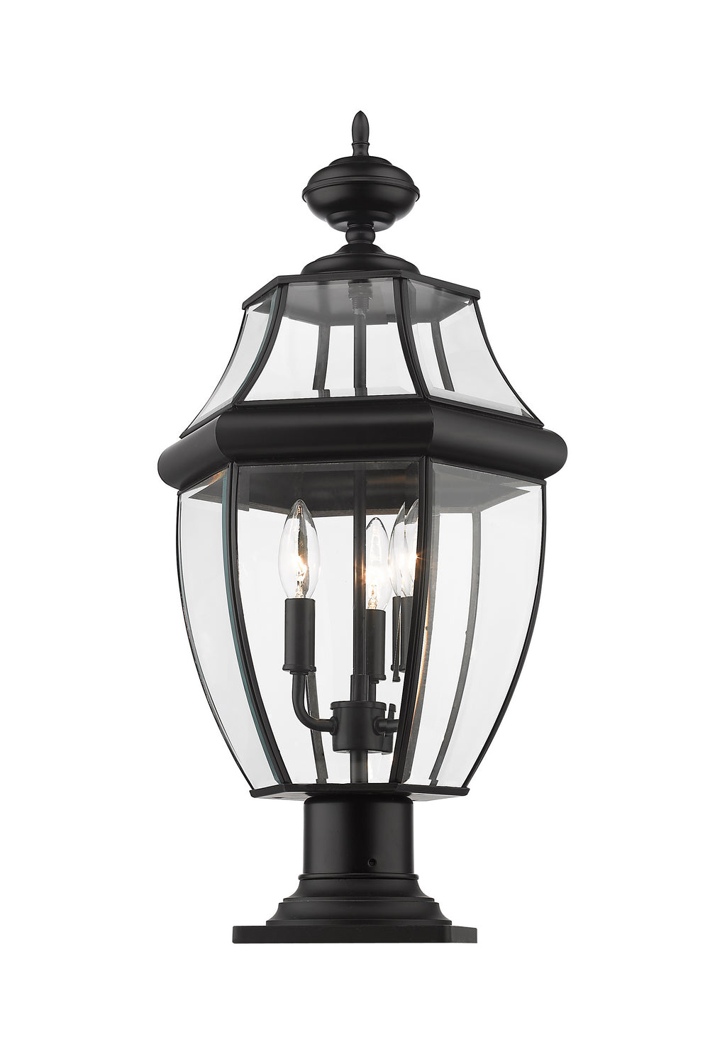 Westover Three Light Outdoor Pier Mounted Fixture in Black - available from The Lighting Shoppe, trusted by Canadian homeowners