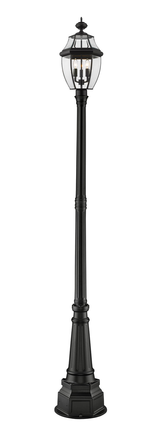 Westover Three Light Outdoor Post Mounted Fixture in Black - available from The Lighting Shoppe, trusted by Canadian homeowners