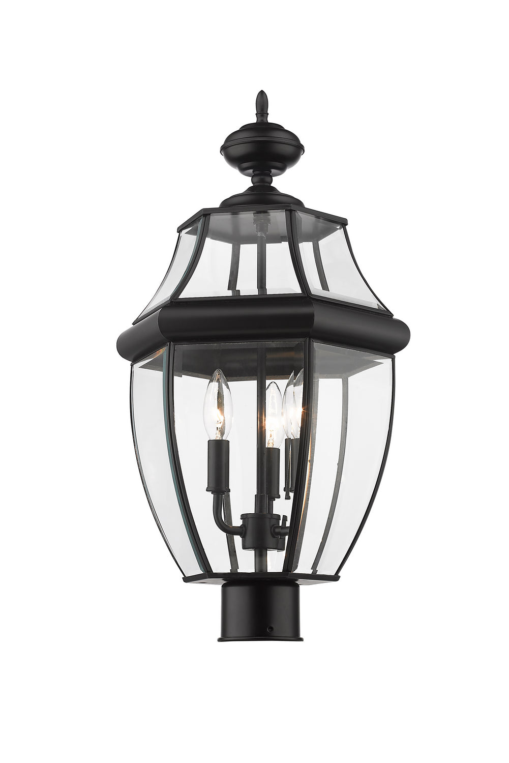 Westover Three Light Outdoor Post Mount Fixture in Black - available from The Lighting Shoppe, trusted by Canadian homeowners