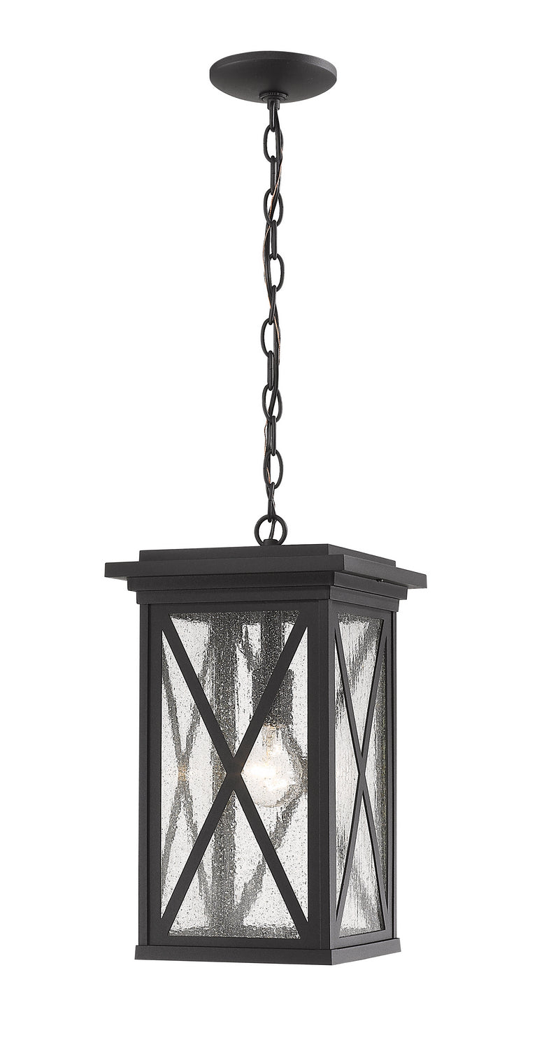Brookside One Light Outdoor Chain Mount Ceiling Fixture in Black - available from The Lighting Shoppe, trusted by Canadian homeowners