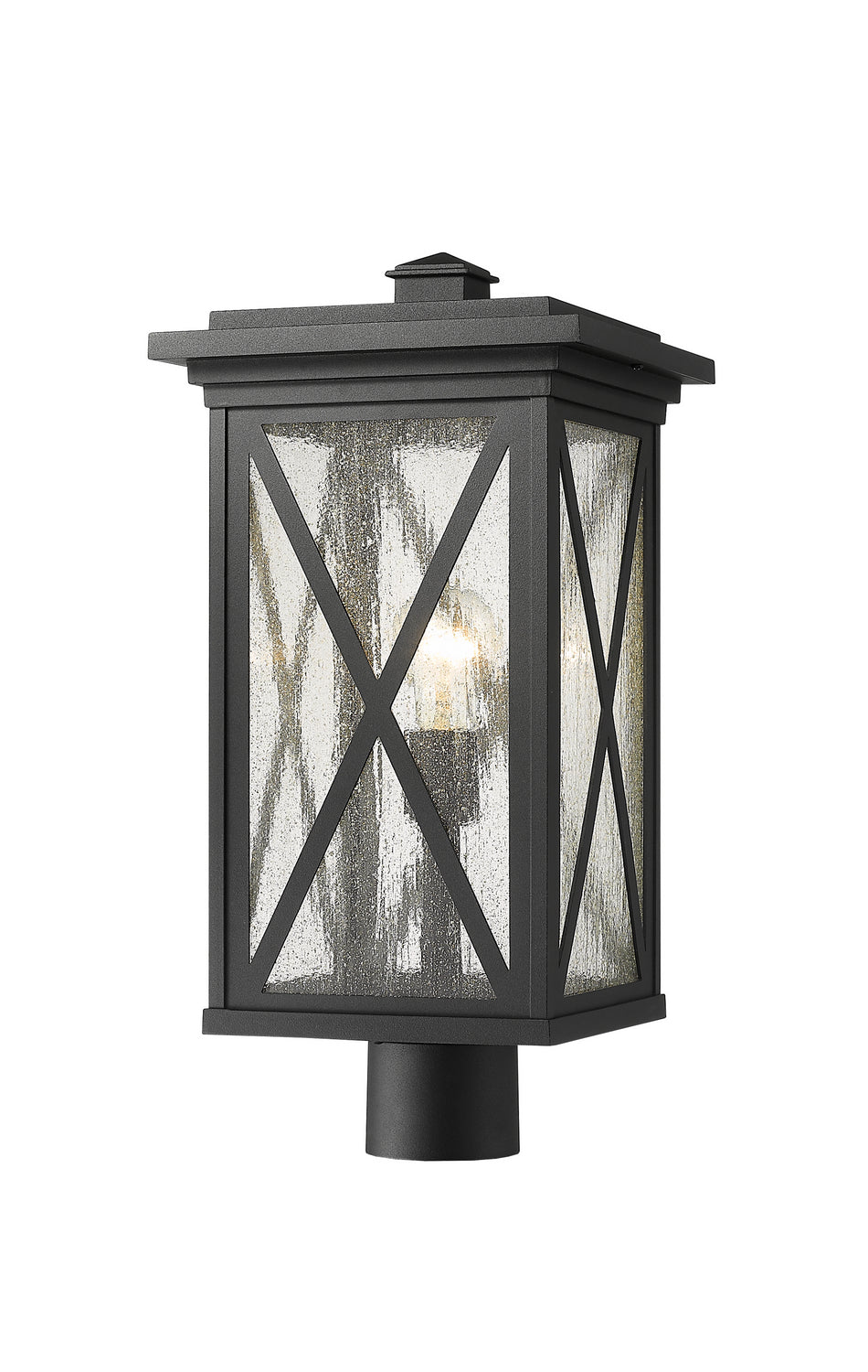 Brookside One Light Outdoor Post Mount Fixture in Black - available from The Lighting Shoppe, trusted by Canadian homeowners